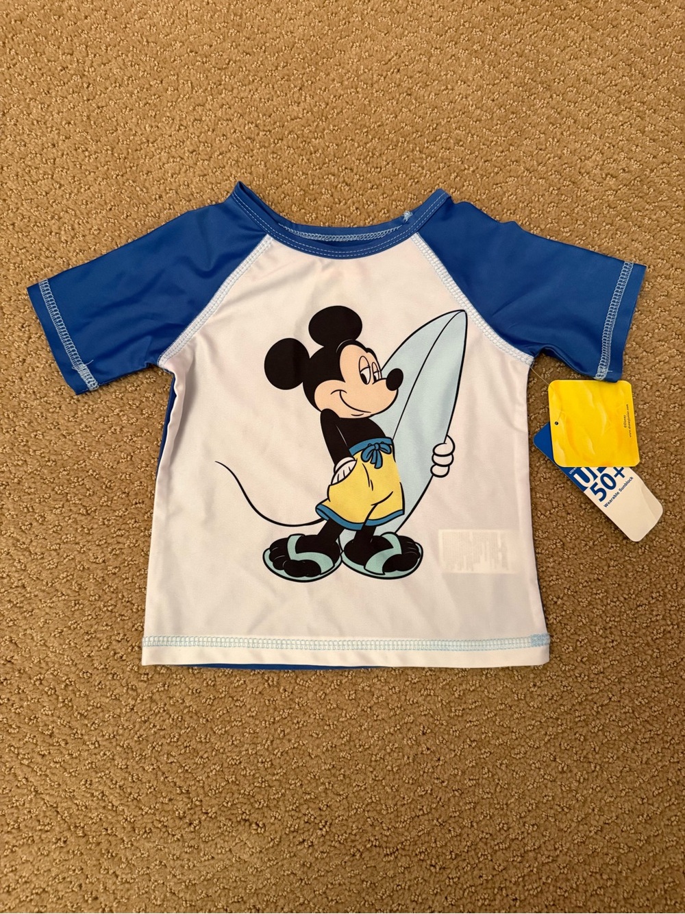 NWT. Disney Mickey short sleeve rashguard. Size 18-24 months